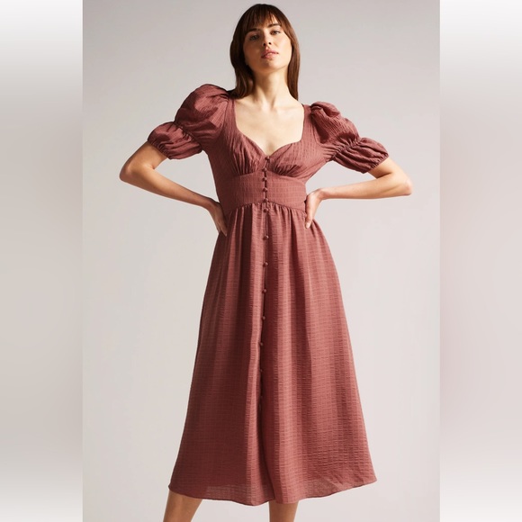 Ted Baker Angeia Textured Crepe Button Front MIDI Dress Medium Pink Size Medium - Picture 2 of 8